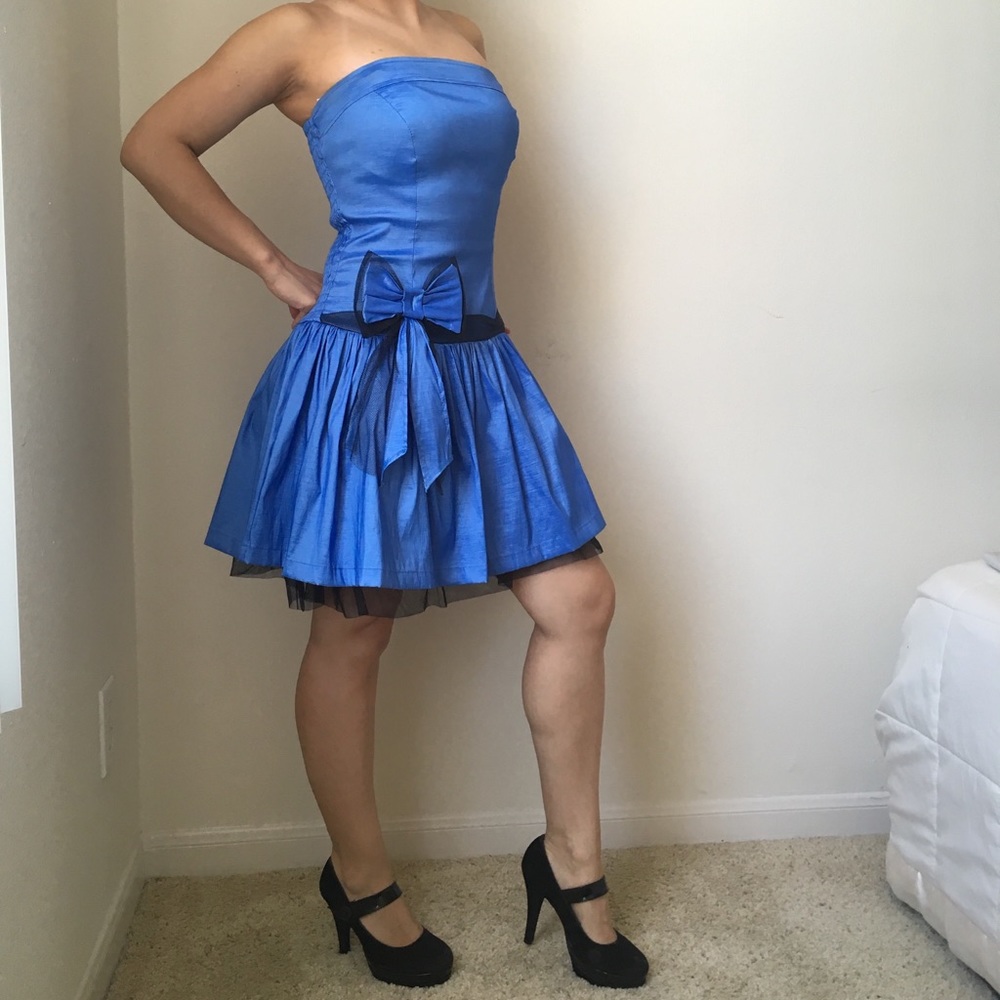 Prom metallic blue dress